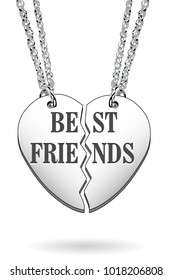Best Friends Silver Jewelry Heart Charm on Chains
