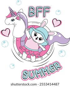 best friends summer cute rabbit love