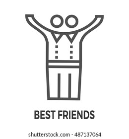 Best Friends Thin Line Vector Icon Isolated on the White Background.