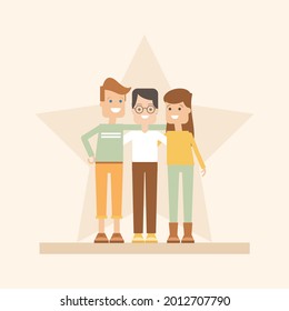 Best friends trio in vector