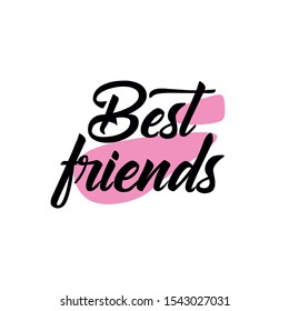 Best friends vector handwritten black lettering. Friendship message, slogan, written inscription. Decorative quote stylized calligraphy. Cute print greeting card isolated design element vector.Eps10