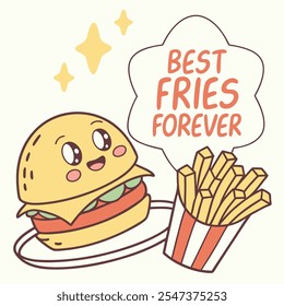 Best Fries Forever: Burger and Fries Vector Design