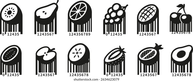 Best fruit with barcode style collection