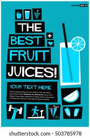 The Best Fruit Juices! (Flat Style Vector Illustration Health Diet Poster Design)