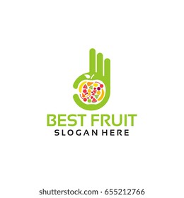 Best Fruit Logo Template with Hand Gesture and fruit element vector illustration