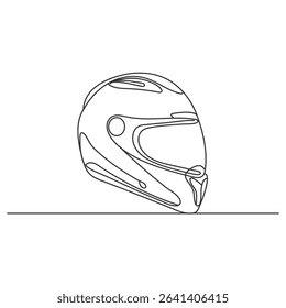 The best full face motorcycle rider helmet in outline icon, vector illustration in trendy style. World championship motorcycle racing competition equipment. Editable graphic resources.