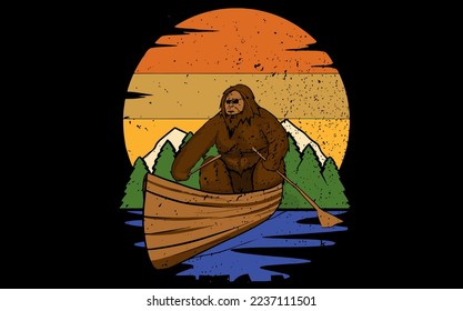 best funny Canoeing Gets Me Wet Bigfoot Vintage  vector design