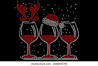 Best Funny Christmas Wine Glass Vector