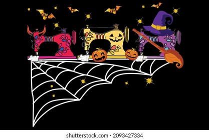 Best Funny Halloween Quilting Machine Funny Quilter Vector Design