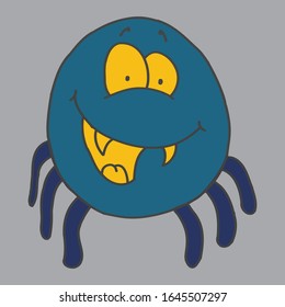 Best funny Hand drawn colored Spider illustration.