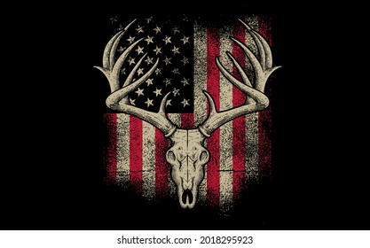 Best funny Hunter American Flag Deer vector design