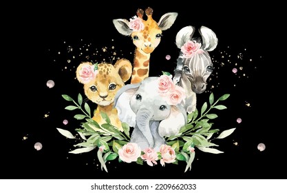 Best Funny Jungle Animal Wild ONE Girl 1st Birthday Outfit Vector Design