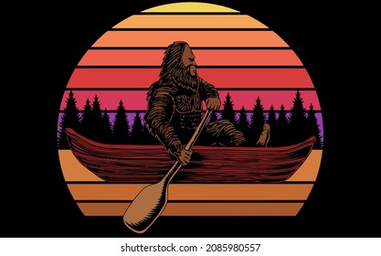 best funny 
Life Is Better In A Canoe Bigfoot Retro vector design