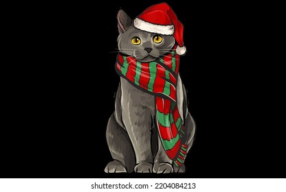 best funny Merry Christmas Ornament Chartreux Cat Xmas Santa funny vector design