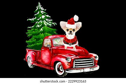 best funny Riding Red Truck Merry Christmas Dog vector design