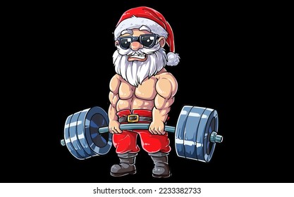 best funny Santa Weightlifting Christmas Fitness Gym vector design