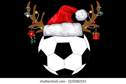 best funny Funny Soccer Reindeer Santa Hat Christmas Holiday vector design