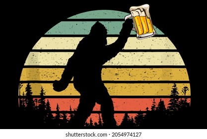 best funny Vintage Prost Bigfoot Love Drinking Beer vector