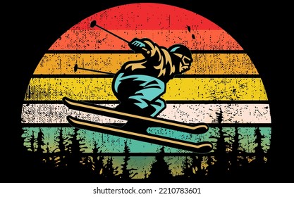 best funny Vintage School Important But Skiing Is Importanter vector design