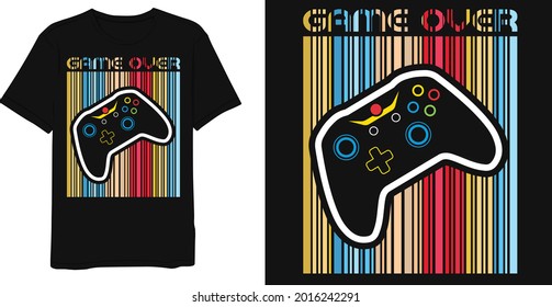 Best Game Saying Game Over Vintage Retro T-Shirt Design Template.