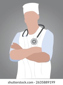 Best General Surgeon confident Portrait with stethoscope, vector illustration design background