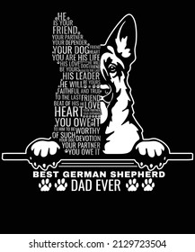 Best German Shepherd Dad Ever T-shirt Design