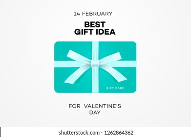 Best gift idea web banner for Valentines day, gift certificate, online shopping, vector illustration.