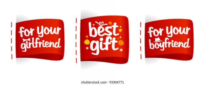 Best gifts for boyfriends and girlfriends labels set.
