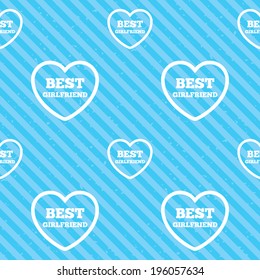 Best girlfriend sign icon. Heart love symbol. Seamless diagonal lines texture. Blue grunge texture background. Vector