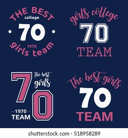 The best girls team college logo 70 isolated vector set