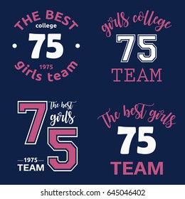 The best girls team college logo 75 isolated vector set