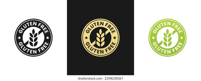Best gluten free label or gluten free stamp vector isolated in flat style. Gluten free label vector for product packaging design element. Simple gluten free stamp for packaging design element.