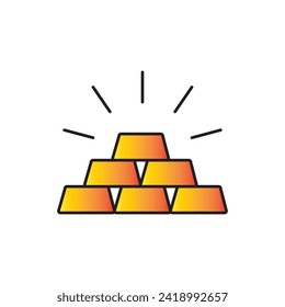 The best Gold Bar icon vector, color illustration on white background..eps