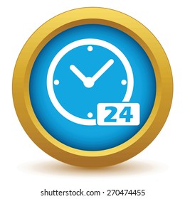 Best gold clock icon on a white background. Vector illustration