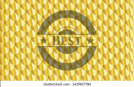 Best gold emblem or badge. Scales pattern. Vector Illustration. Detailed.