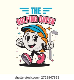 Best Golf Mom Ever Typography Vector Illustration, Mother's Day Quote with Golf Club and Ball Graphic for T-shirt Design, Greeting Cards, and Gifts for Sporty Moms, Retro Groovy Golf Mom Vector Graphic