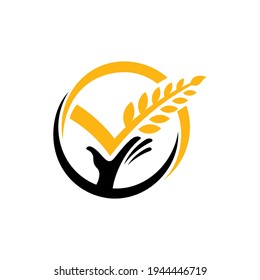Modelo de logotipo de grano de mejor elección adecuado para ícono de alimento saludable, etiqueta de arroz, productos alimenticios, panadería, productos orgánicos, agricultura y otros