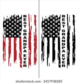 Der beste Opa aller Zeiten. Großvater, Opa, Tag der Großeltern. Distressed USA Amerikanische Neue Fahne Design für T-Shirt Poster Banner Hintergrund Print Vektorgrafik EPS Illustrationen.