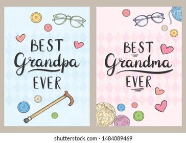 Best Grandpa Ever, Best Grandma Ever. Cards for Granparents day