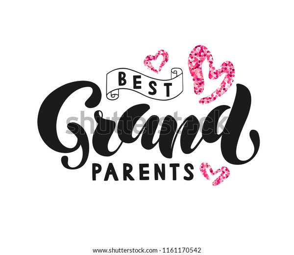 Best Grandparents On White Background Pink Stock Vector Royalty Free