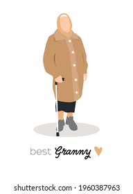 Best Granny card. Flat vector illustration.