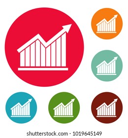 Best graph icons circle set vector isolated on white background