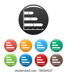 Best graph icons set in simple style many color circle isolated on white background