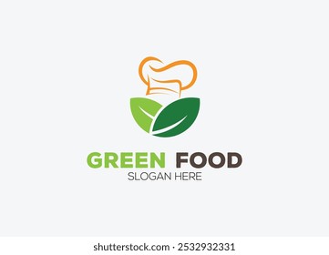 Best Green Chef Food Logo, Creative Chef Hat Logo, Restaurant Logo, Modern Green Food Logo Premium Vector Plantilla