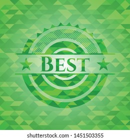 Best green emblem. Mosaic background. Vector Illustration. Detailed.