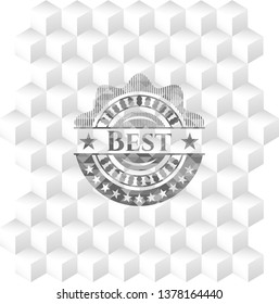 Best grey badge with geometric cube white background