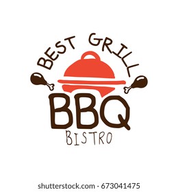 Best grill BBQ bistro logo template hand drawn colorful vector Illustration