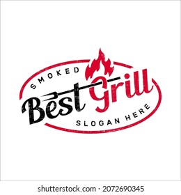 Best Grill Vintage Retro Stamp Design Logo Template