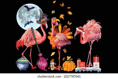 Best Halloween Flamingo vector design