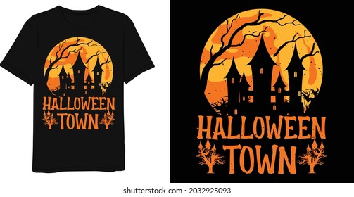 Best Halloween Graphic Vintage T-shirt Design Template.